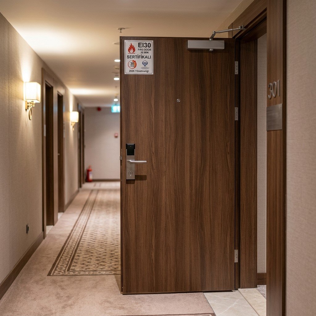 EI30 sertifikalı yangına dayanıklı otel oda kapısı ve teknik özellikleri